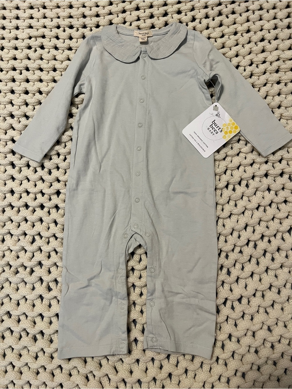 Burt's Bees Baby Pale Gray Peter Pan Collar Footie